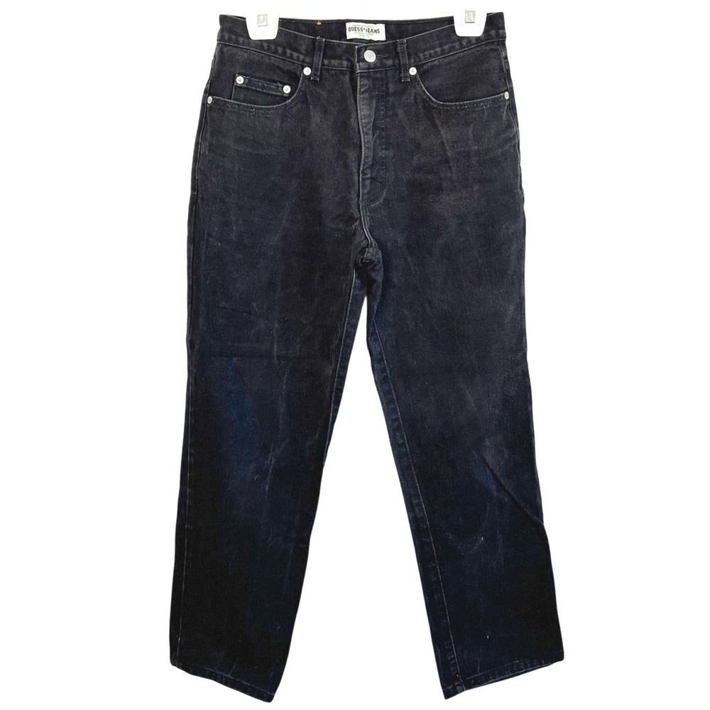 Guess Jeans Black Womens 32x30 Vintage‎ Made in USA Faded Denim Straight Leg